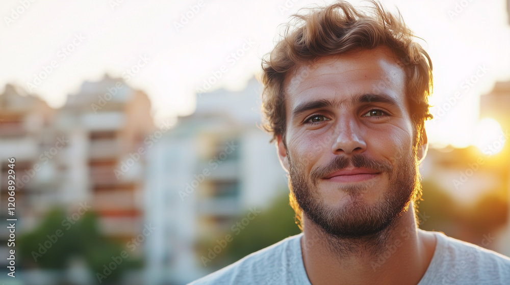 Young man looking at camera outdoor at the city - Focus on face Young man looking at camera outdoor at the city - Focus on face