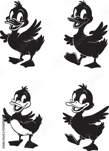 Cute Cartoon Ducks Vector Graphic Design