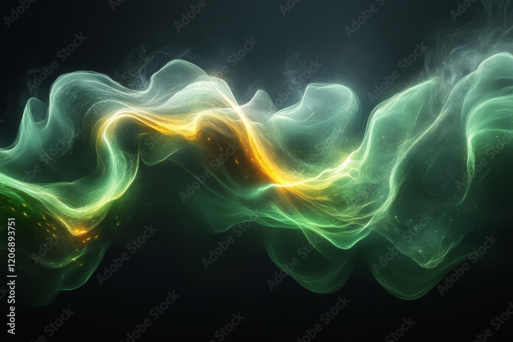 Fototapeta premium Creative Green Light Flow On Black