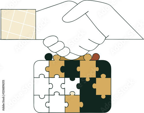 Partnership Completing a Puzzle. Happy valentine day