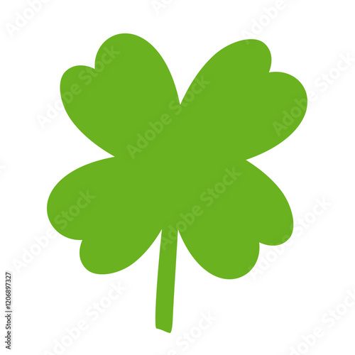 4 leaf clover. Flat design. Hand drawn design. Vector illustration on white background.