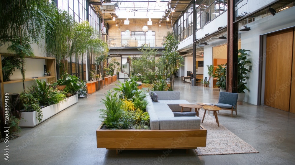 Fototapeta premium Serene Indoor Oasis: A Modern Office Sanctuary