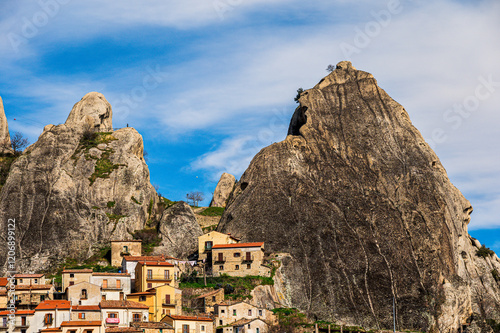 views of the village of Castelmezzano inside the Dolomiti Lucane, Potenza province Basilicata photo