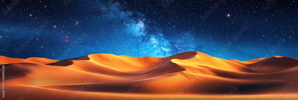 Fototapeta premium Majestic Desert Sands Under a Starry Night Sky Galaxy