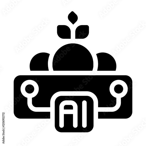 AI Chip with Farm Solid Icon