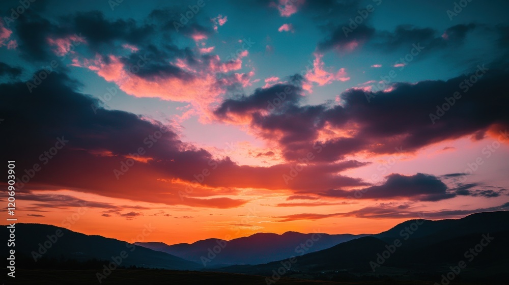 Obraz premium Sunset over the Mountains