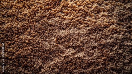 Textured surface showcases intricate details of a soft, warm brown carpet in a cozy interior space during daylight hours