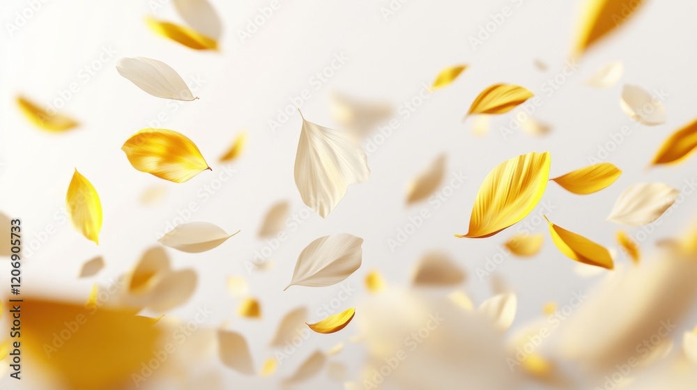 Floating yellow and white petals in the air Floating yellow and white petals in the air