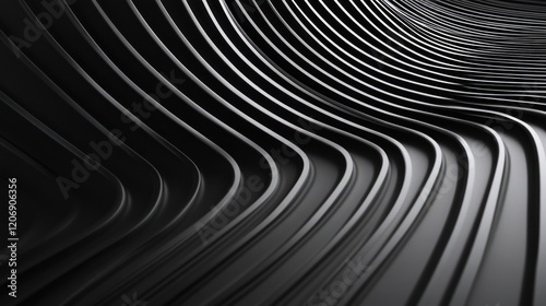 Abstract Black and White Curved Lines