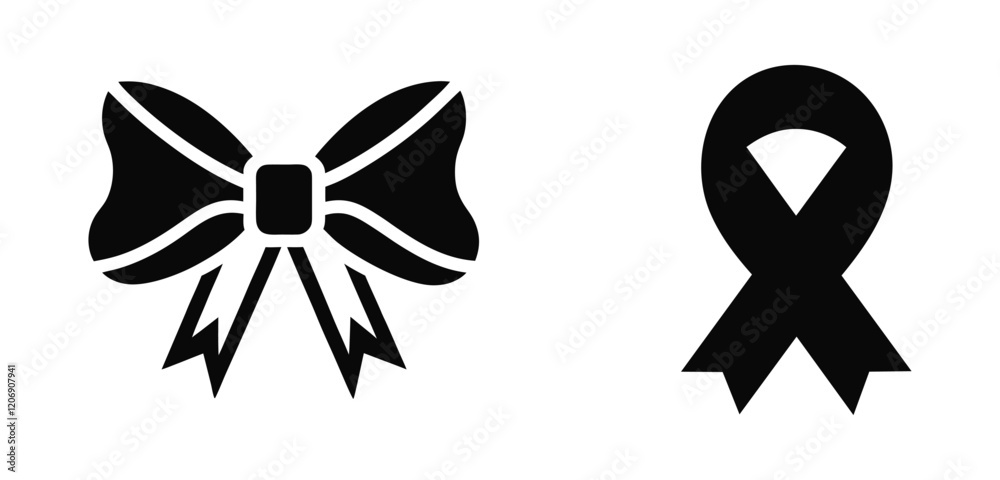 Bow and awareness ribbon icon vector flat design.