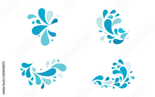 Fresh dynamic flow Water wave splash water drop icon vector illustration design template