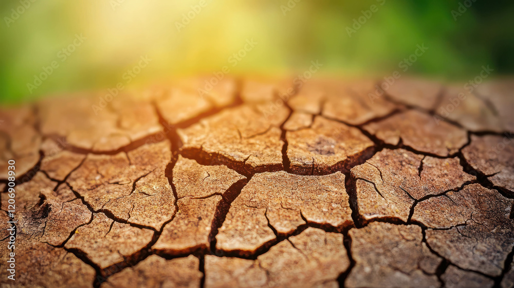Fototapeta premium Detailed Macro Shot of Rough Cracked Texture on Tree Bark with Beautiful Background Blur