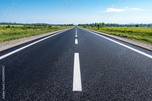 Wallpaper Mural Empty asphalt road vanishing into horizon under blue sky. Torontodigital.ca