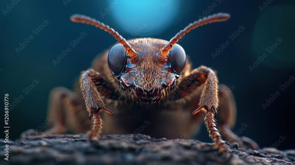 Fototapeta premium A close-up view of an ant showcasing intricate details and textures.