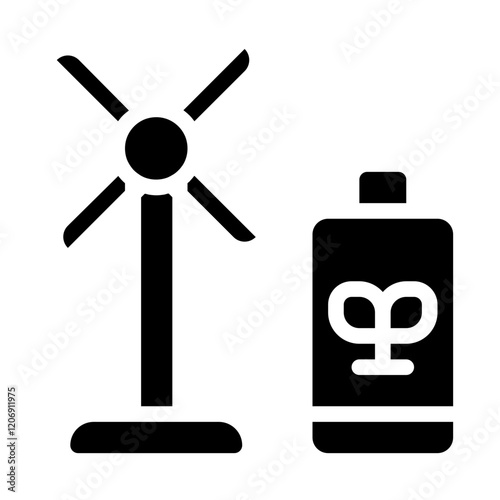 Renewable Energy Windmill Solid Icon