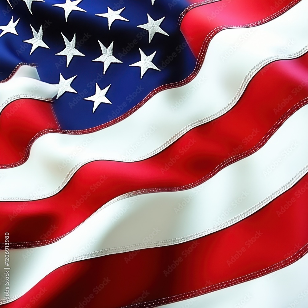 Close-up of American flag with fabric texture Close-up of American flag with fabric texture