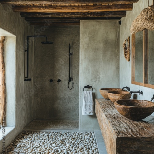 Rustic Bathroom Featuring S...