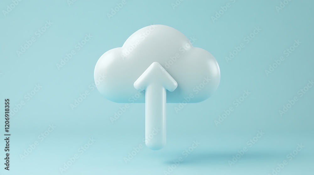 Stylish and Modern Cloud Icon with an Upward Arrow Symbolizing Data Upload and Storage Concept in Soft Colors Stylish and Modern Cloud Icon with an Upward Arrow Symbolizing Data Upload and Storage Concept in Soft Colors