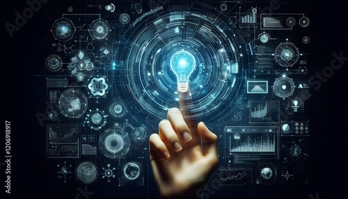 Technology artificial intelligence digital ai hand concept on cyber future business tech science innovation futuristic network strategy background virtual data communication learning assistant search.