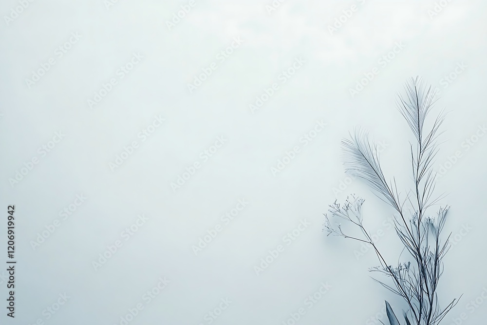 Obraz premium Minimalist Peacock Feather with Text Space on White Background
