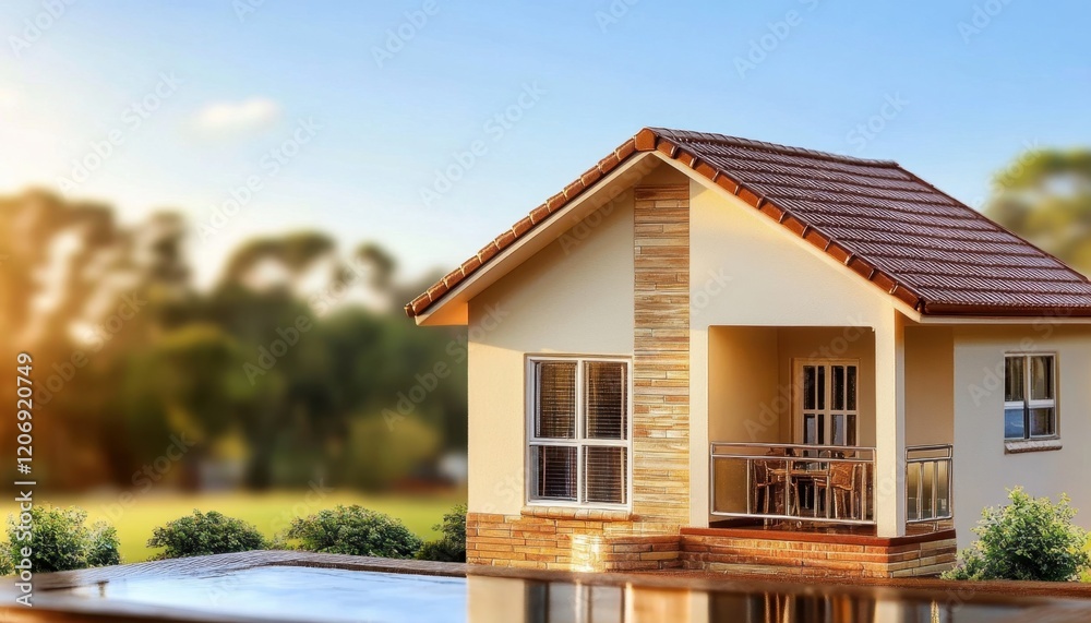 Miniature suburban house with blurred background Miniature suburban house with blurred background