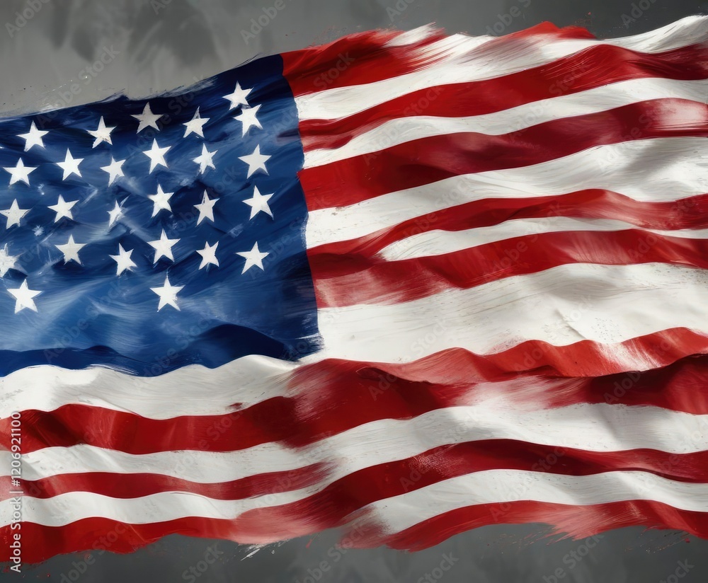 Abstract art of American flag made with brush strokes, memorial day, background, texture Abstract art of American flag made with brush strokes, memorial day, background, texture