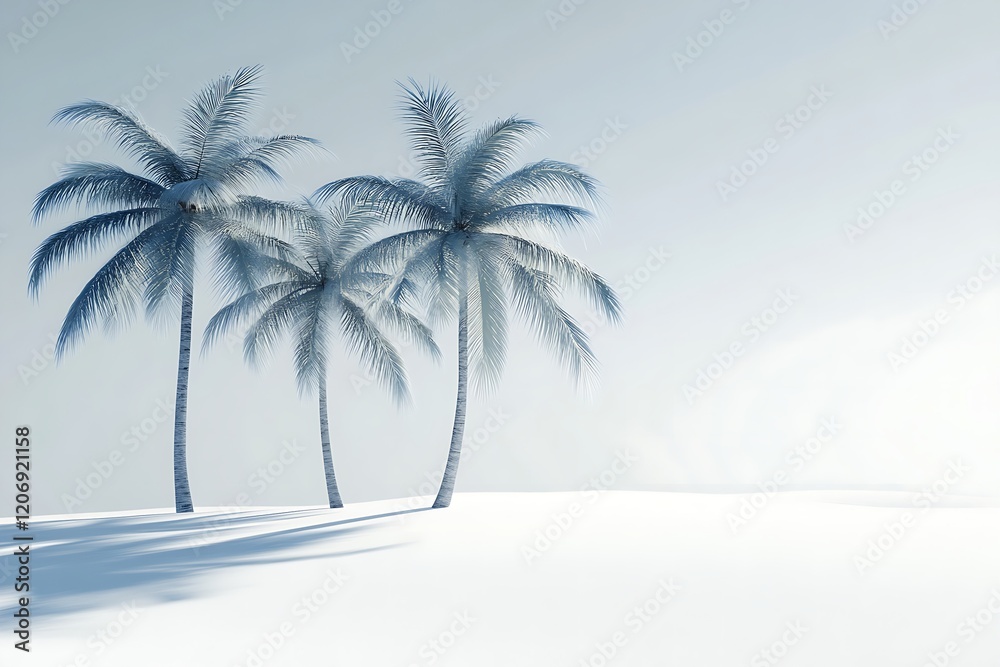 Obraz premium Minimalist Palm Shadows with Text Space on White Background