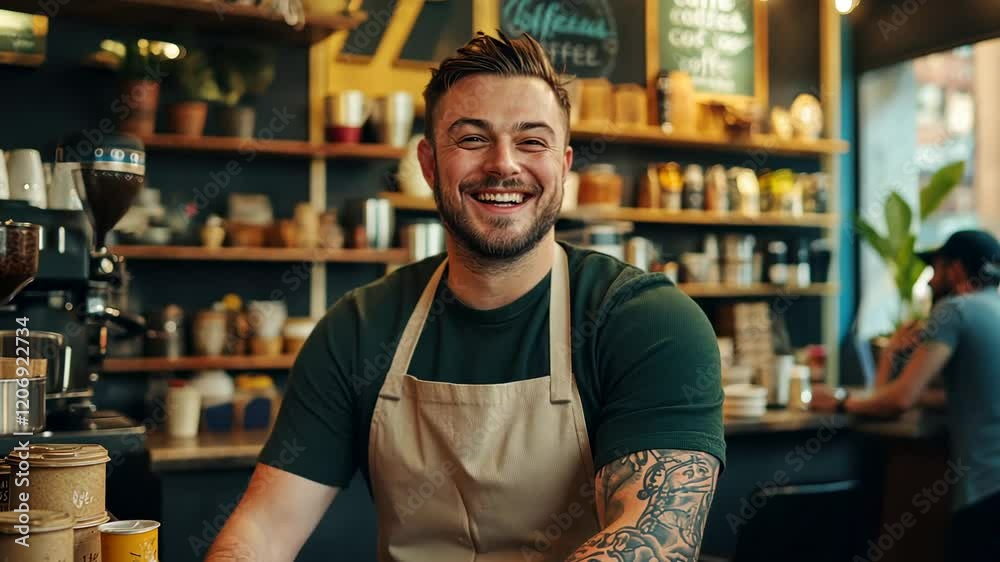 The Smiling Barista in Cafe The Smiling Barista in Cafe