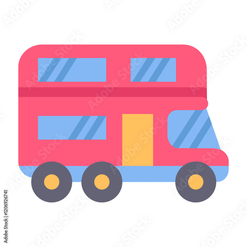 double decker bus flat style