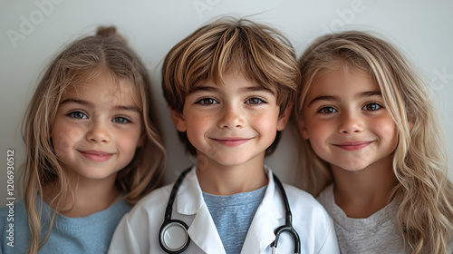 three young children with a stel