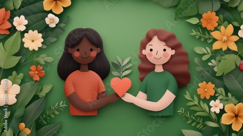 Two friends sharing love and nature's beauty.