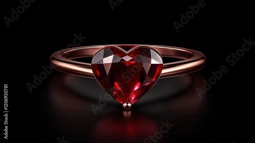 Elegant heart-shaped red gemstone ring.