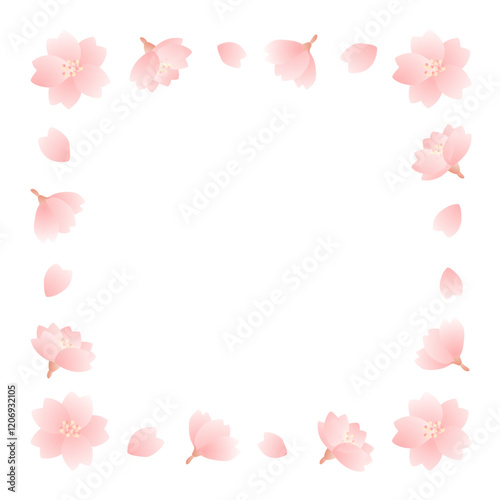春の桜の花のフレームのベクターイラスト04