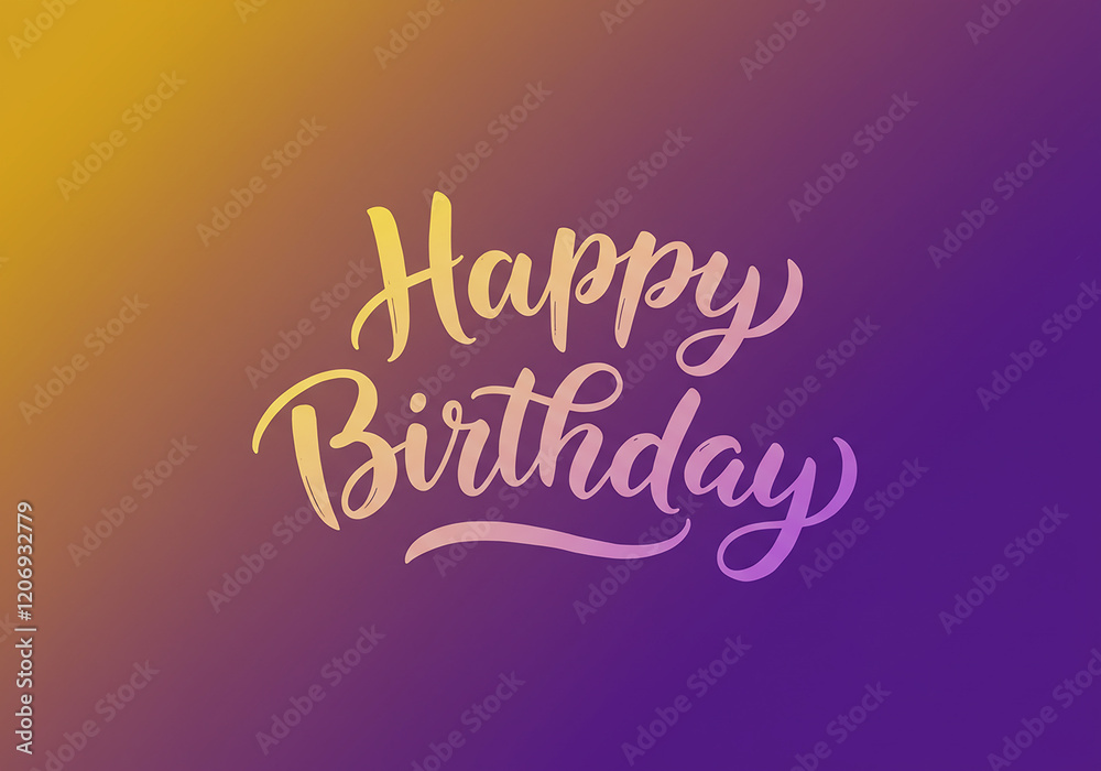 Festive Happy Birthday Greeting Card Design Gradient Purple and Gold Text Festive Happy Birthday Greeting Card Design Gradient Purple and Gold Text