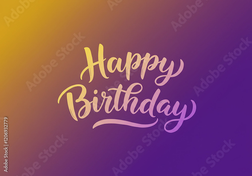 Wallpaper Mural Festive Happy Birthday Greeting Card Design Gradient Purple and Gold Text Torontodigital.ca