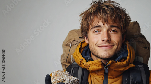 a man with a backpack and a dough