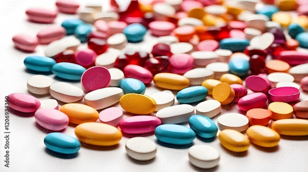 A scattered arrangement of colorful pills and tablets isolated on a pristine white background, ideal for medical, pharmaceutical, or health-related visuals.
A scattered arrangement of colorful pills and tablets isolated on a pristine white background, ideal for medical, pharmaceutical, or health-related visuals.