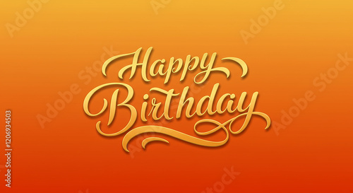 Wallpaper Mural Elegant Golden Happy Birthday Calligraphy Design on Orange Gradient Background Torontodigital.ca