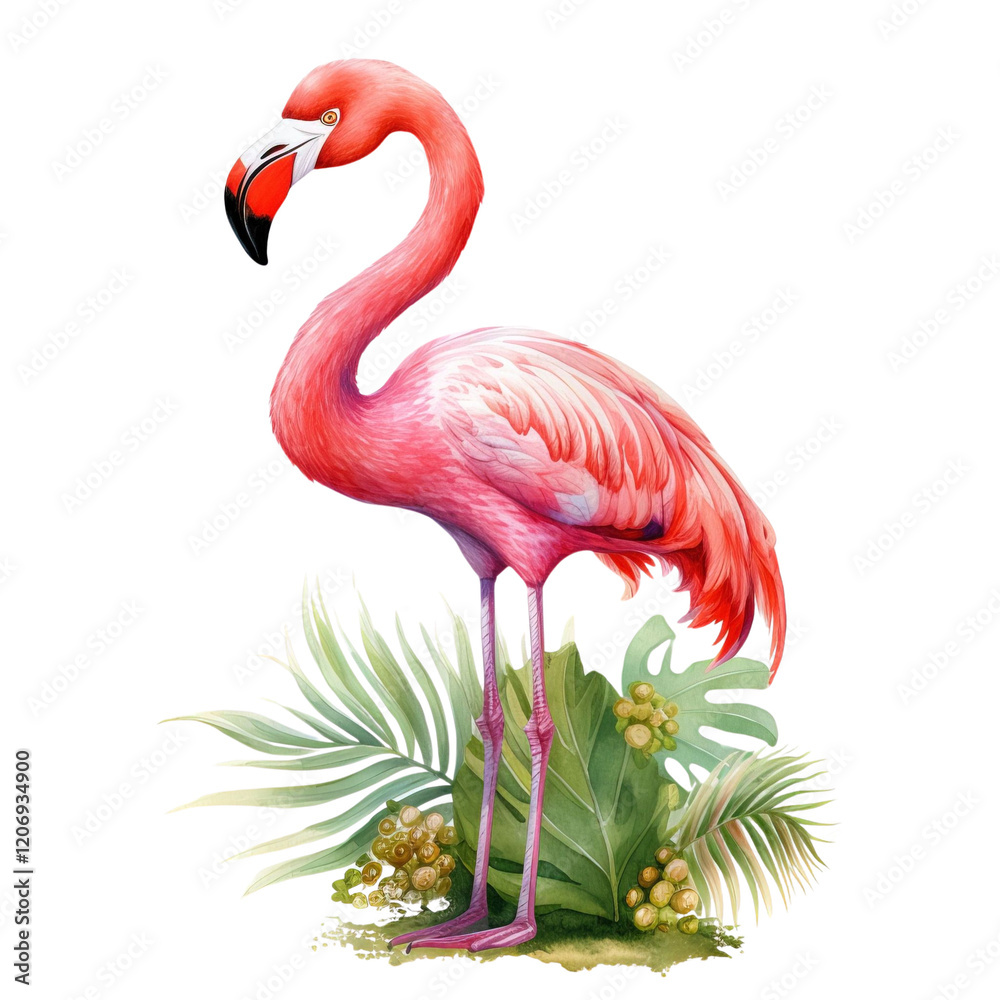 Fototapeta premium Tropical Flamingo Clipart Vector Illustration