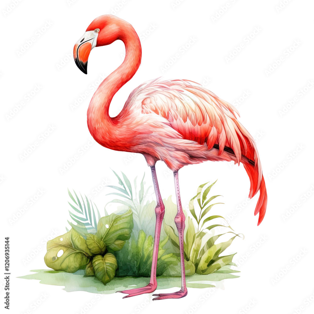 Obraz premium Tropical Flamingo Clipart Vector Illustration