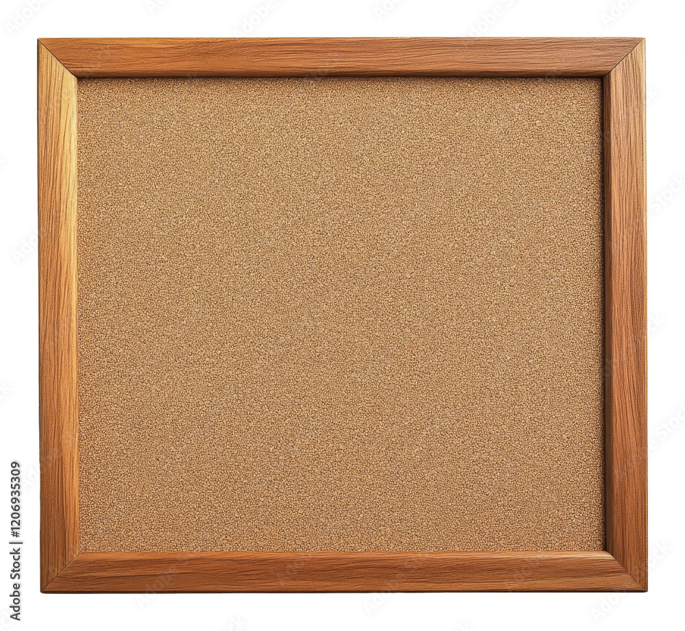 Fototapeta premium Cork bulletin board with wooden frame, blank announcement surface. Office organization and memo concept