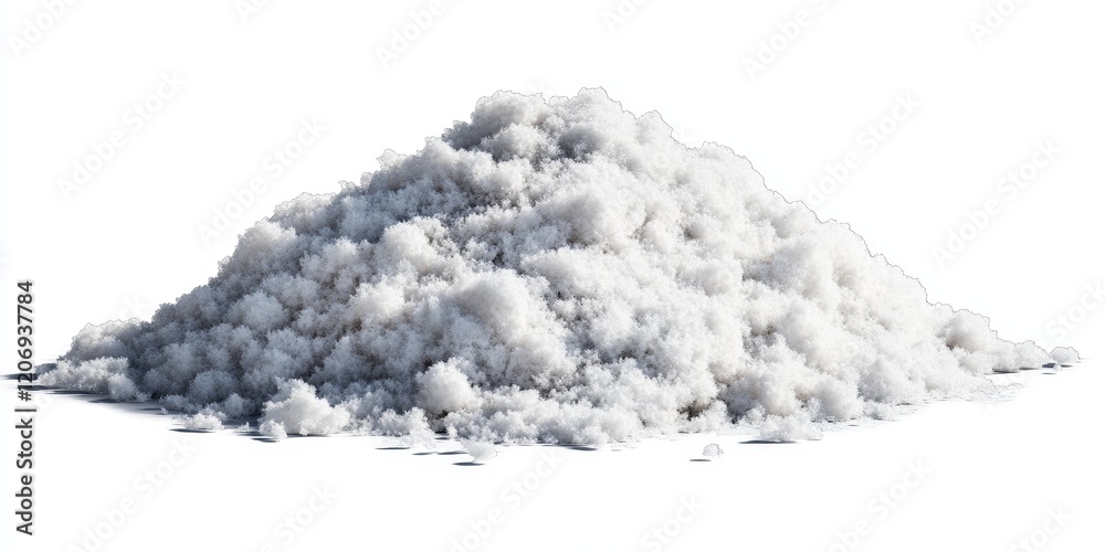 Pile of white granulated powder isolated on white background. Pile of white granulated powder isolated on white background.