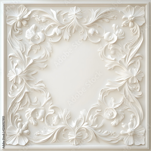 Wallpaper Mural Elegant floral relief design art studio decorative artwork indoor close-up craftsmanship for home decor Torontodigital.ca