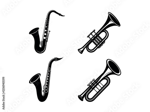 music instruments of Saxophone silhouette vector