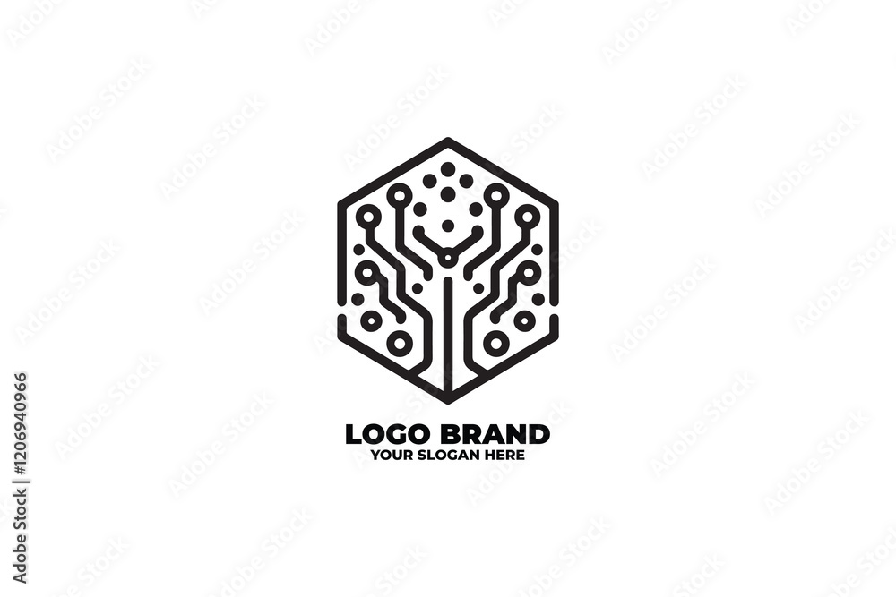 Fototapeta premium A circuit board-inspired design forming a symmetrical shield