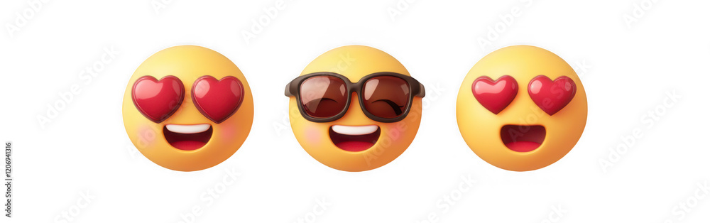 A series of three emojis, each depicting a smiling face with heart-shaped eyes on a white background.
A series of three emojis, each depicting a smiling face with heart-shaped eyes on a white background.