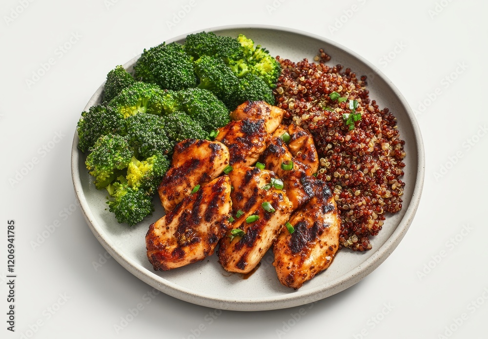 Grilled chicken breast with quinoa and broccoli. Grilled chicken breast with quinoa and broccoli.