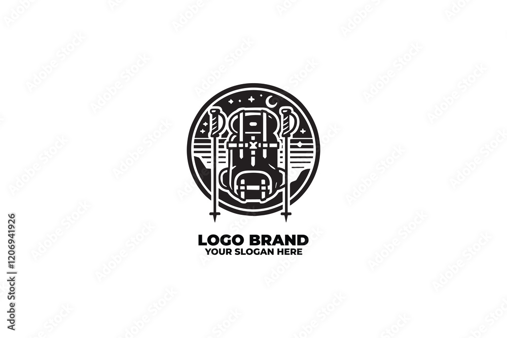 Fototapeta premium Backpack and Poles Logo