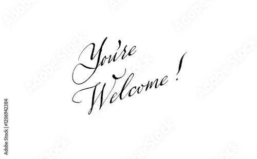手書き風の筆記体で書いたYou're Welcome !（どういたしまして！）の文字（カリグラフィー）
