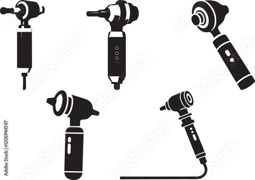  Hospital and medical health care Otoscope icon set bundle  silhouette vector illustration